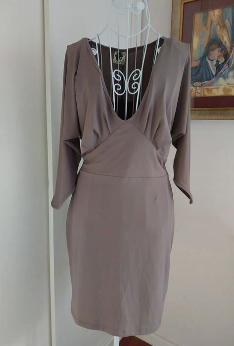 Vestido | cor taupe | manga 3/4 | Ichi | Tamanho M | novo com etiqueta