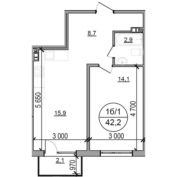 Продаж 1-к квартири Кільцева дорога Львова, с. Басівка, площа: 42.2 м²