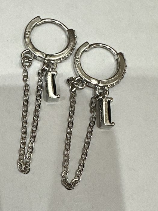 Серьги серебряные с черными цирконами, 925