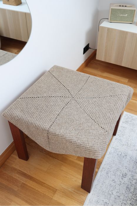 Wełniany obrus ręcznie robiony 102 × 102 cm | Beżowy | Handmade