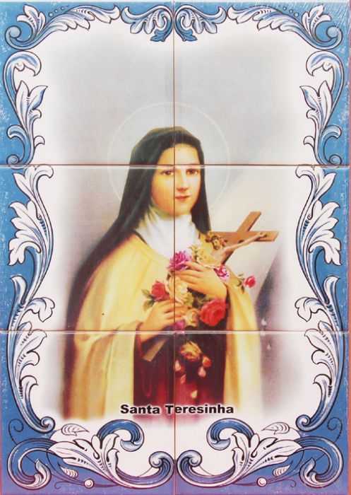 NOVO Painel de Azulejos SANTA TERESINHA 45X30 CM Quadro Santa Teresa