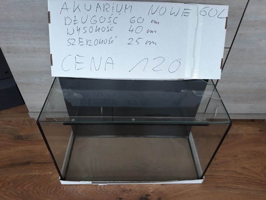 Akwarium 60 L NOWE z szybą nakrywkową
