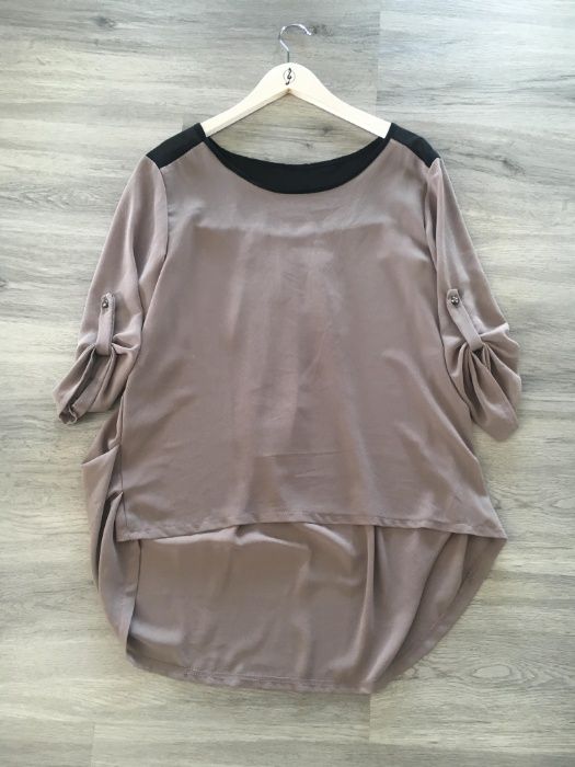 Elegancka szyfonowa bluzka tunika caffee latte
