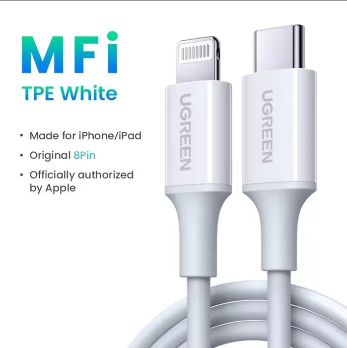 Якісні кабелі Ugreen PD100W PD240W PD3.1 Type-C Lightning usb