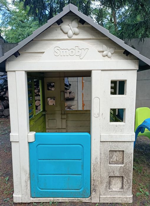 Domek Smoby, stolik i krzesełko, betoniarka Wader