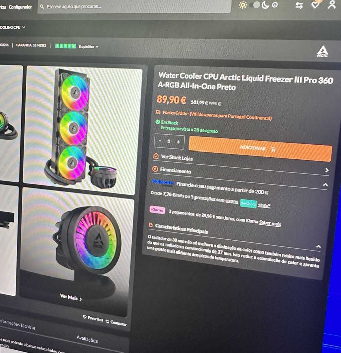 Cooler Arctic Liquid Freezer III Pro 360 A-RGB AIO – NOVO SELADO + FATURA