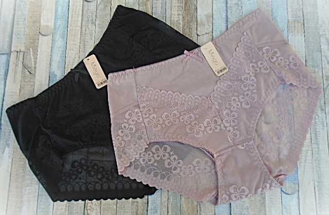 Miego /  majtki bawełniane z koronką 4XL  czarne pudrowe