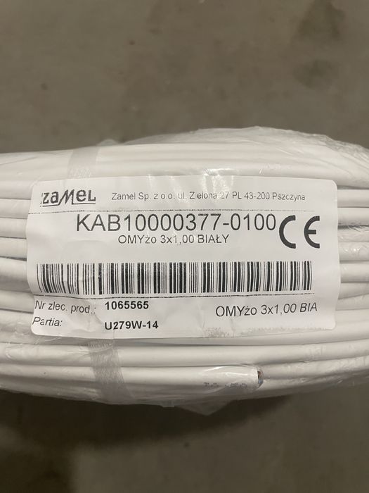 Przewód elektryczny linka OMY 3x1 100m biały