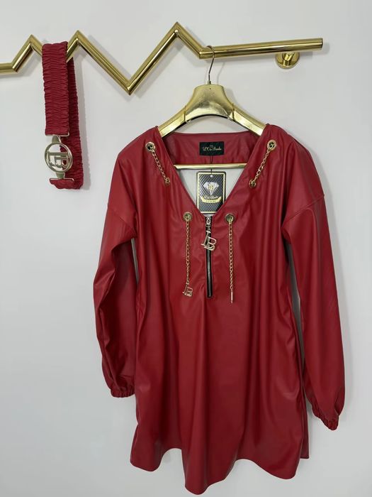 Sukienka Lola Blanka czerwona z ekoskórki