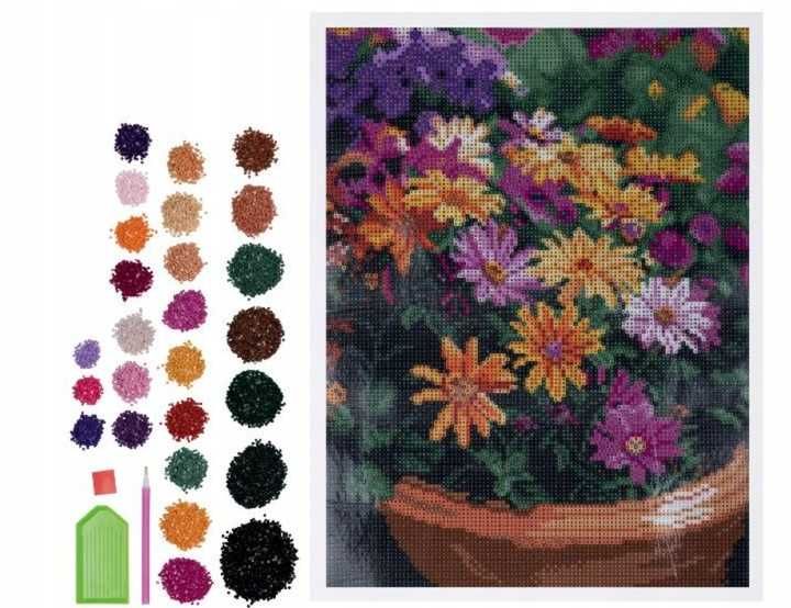 Crelando Diamentowe malowanie DIY Mozaika Obraz Kwiaty 32x42 cm