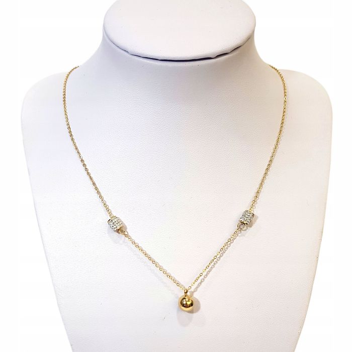 Celebrytka Łańcuszek Złoty Kuleczka Cyrkonie Stal