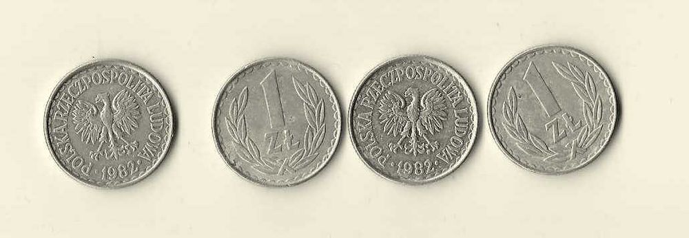 MONETY PRL - 1 ZŁ, z obiegu, 14 szt