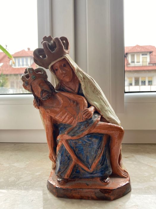 Pieta, figurka, gliniana, sztuka ludowa, Władysława   Prucnal,