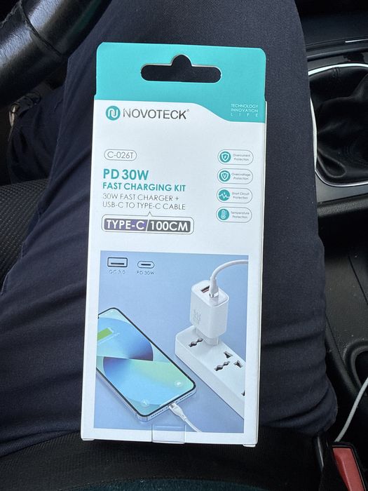 Kit Carregador Rápido PD 30W com Cabo USB-C para USB-C 100cm – Modelo C-026T Branco