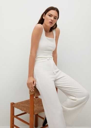 Жіночі трикотажні білі спортивні штани брюки в рубчик Mango розмір М