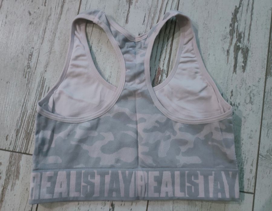 Stanik sportowy S szaro-różowy