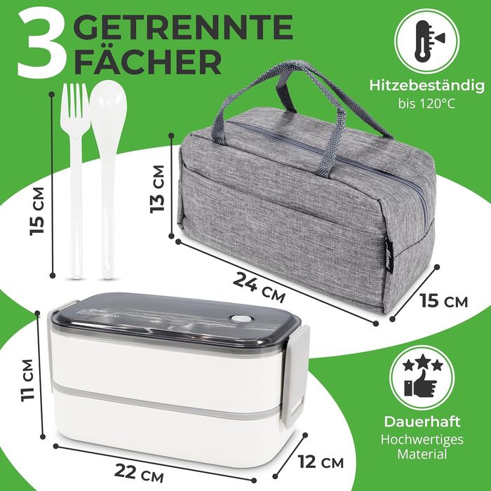 Pojemnik na lunch momii z torbą i sztućcami, 800 ml, biały