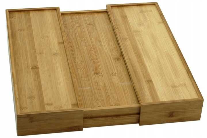 Rozsuwany organizer na sztućce bambusowy do szuflady