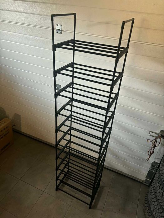 Szafka na obuwie czarna modułowa 174 cm 10 półek