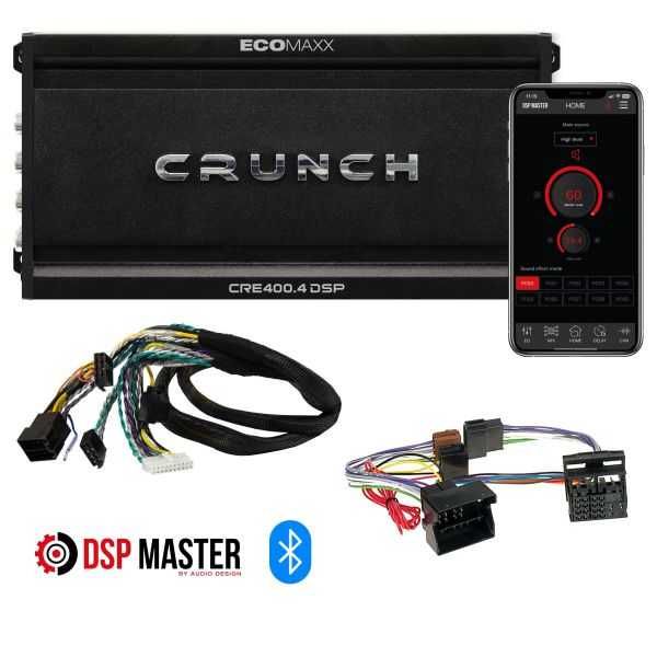 Crunch CRE400.4 DSP-M1 wzmacniacz czterokanałowy 6-kanałowy procesor DSP, streaming BT, wiązka do VAG EM-AUDIO Tomaszów Lub Wysyłka Gratis ! Supe cena