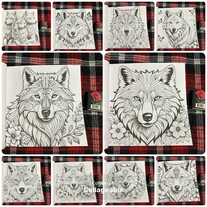 Наклейки тварин, монстрів, тематика Хеловін, размальовка з вовками