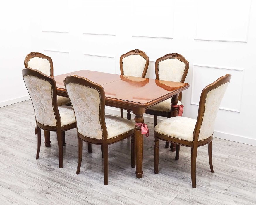 Komplet MEBLI do jadalni SALONU LUDWIK rozkładany STÓŁ KRZESŁA (6) 80.