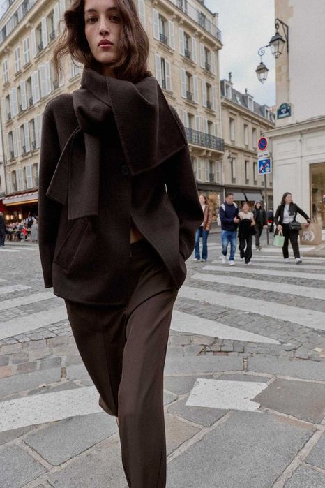 Пальто вовняне Zara з шарфом