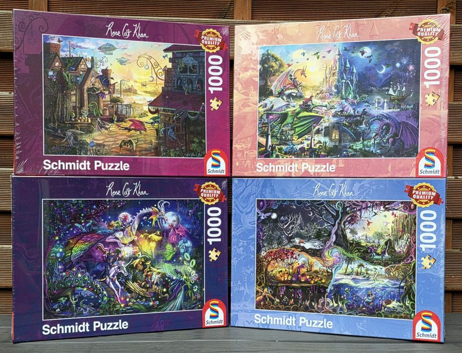 Puzzle 4x 1000 Schmidt NOWE w folii Rose Cat Khan
