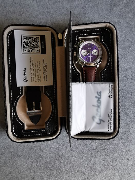 Zegarek Geckota Chronotimer Racing Chronograph Sunburst Purple Dial