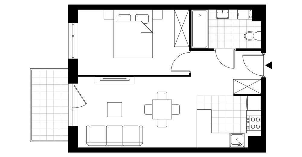 2-pokojowe mieszkanie 43m2 + balkon