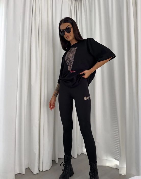 Legginsy damskie wiskozowe WOW czarne By Me rozmiar M