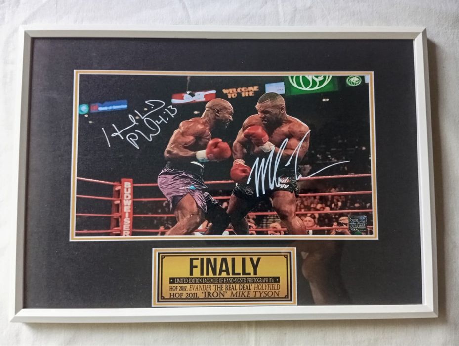Moldura Boxe Mike Tyson vs Evander Holyfield com Autógrafos (A4)