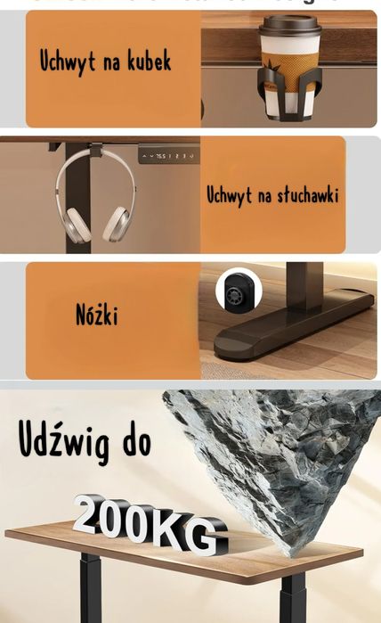 Elektryczny stelaż do biurka czarny