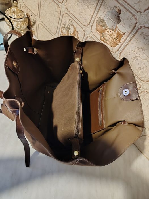 Torebka shopper zamszowa z kosmetyczką