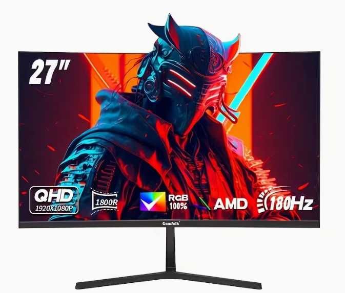 Monitor Curvo GAWFOLK 27 Polegadas 180Hz Full HD – Ideal Jogos/Escritório