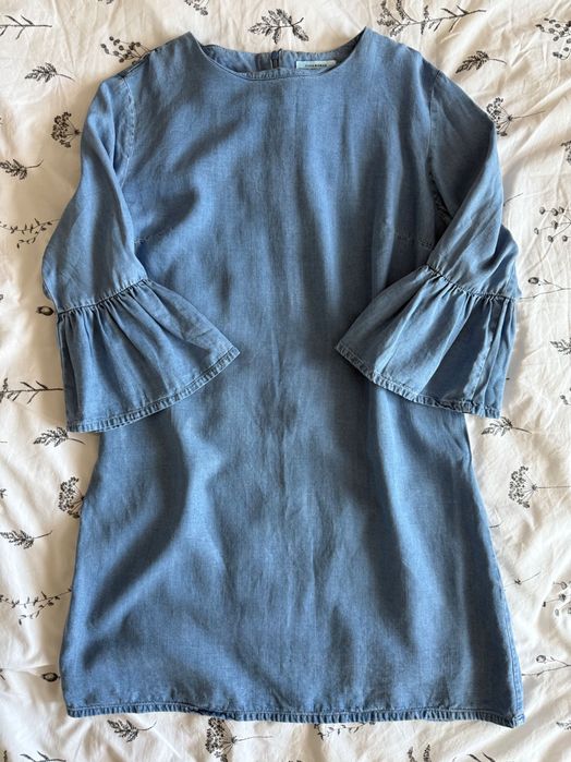 Niebieska sukienka z falbankami ZARA 100% lyocell, M