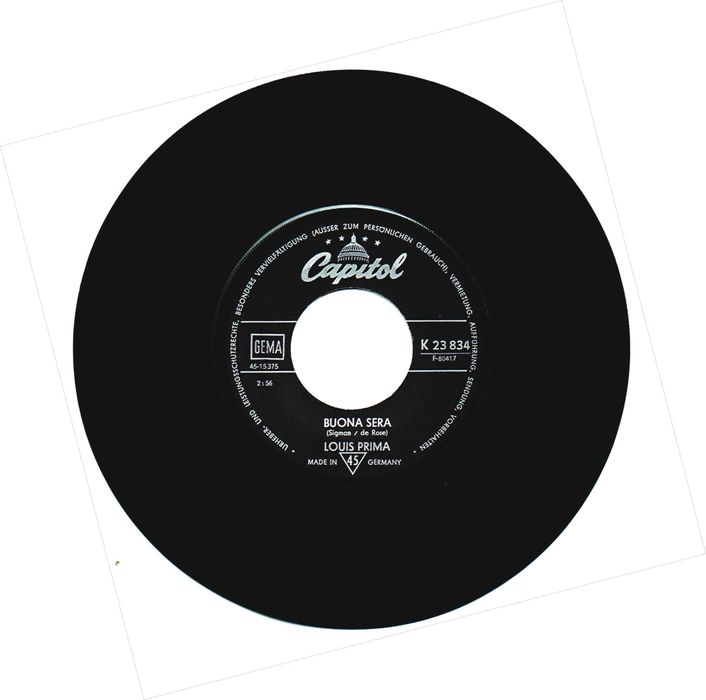 Louis Prima - Buena Sera - Oh Marie - 1958 45 Rpm - Germany