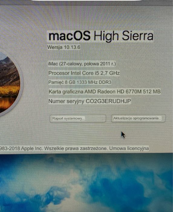 Apple iMac 27” Mid 2011 | i5 | 8GB RAM | Klawiatura + Trackpad