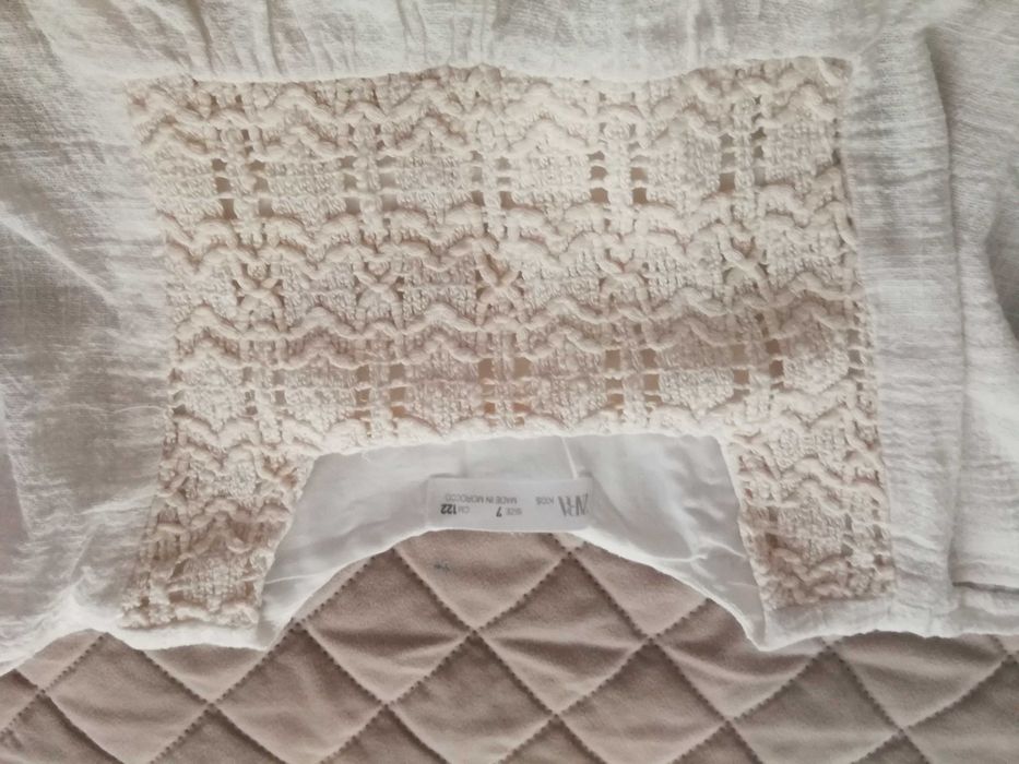 Zara bluzka boho z szydełkowaną wstawką r. 122