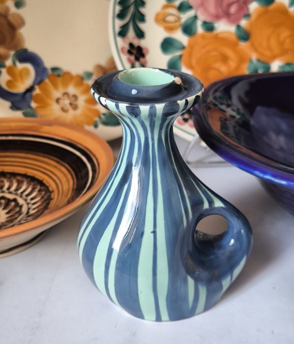 Świecznik pikasiak Wlocławek piękny stary fajans