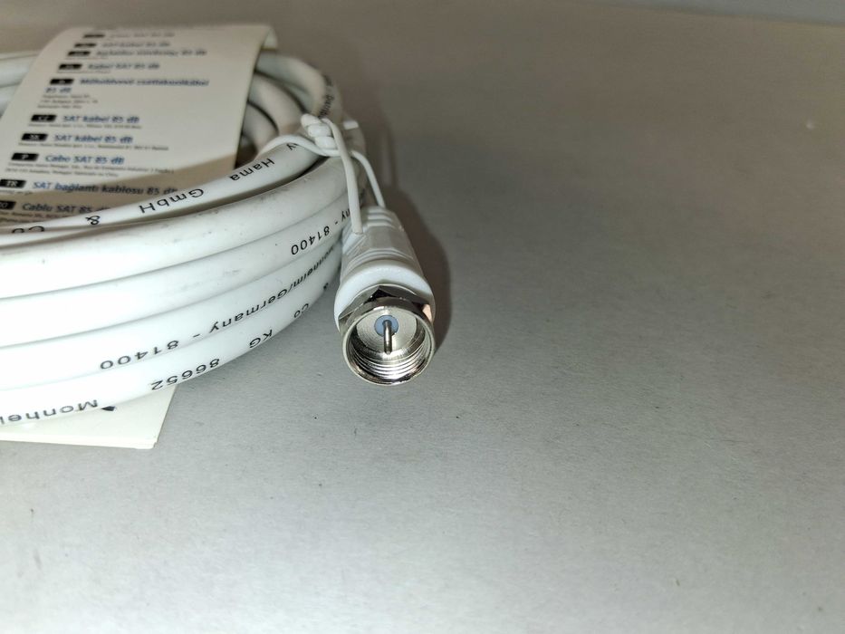 N090 HAMA Kabel Antenowy SAT F 3,0 m Classic Line 85 dB Biały Nowy