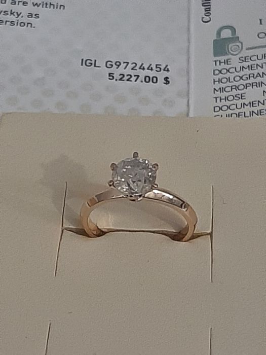 1.60 ct H / I1 натуральный бриллиант сертификат,  золотое кольцо.