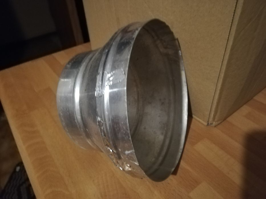 Redução de tubo 140 para 110 em ALUMÍNIO. Exaustores esquentadores