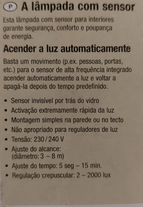 Plafon para lampada E27 com sensor