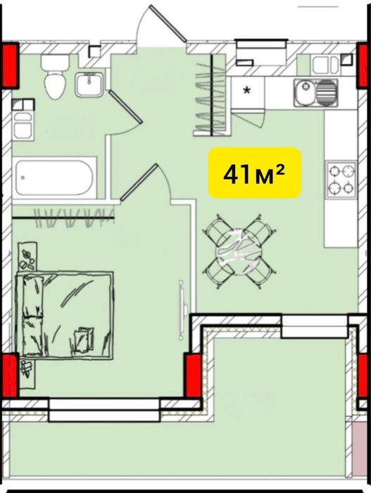 1-кімнатна квартира за адресою Куликове поле пл. (площа 41 м²) - Atlanta.ua - фото 3