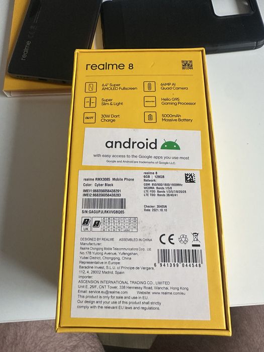 Telefon realme 8 android rmx3085  black 128 gb