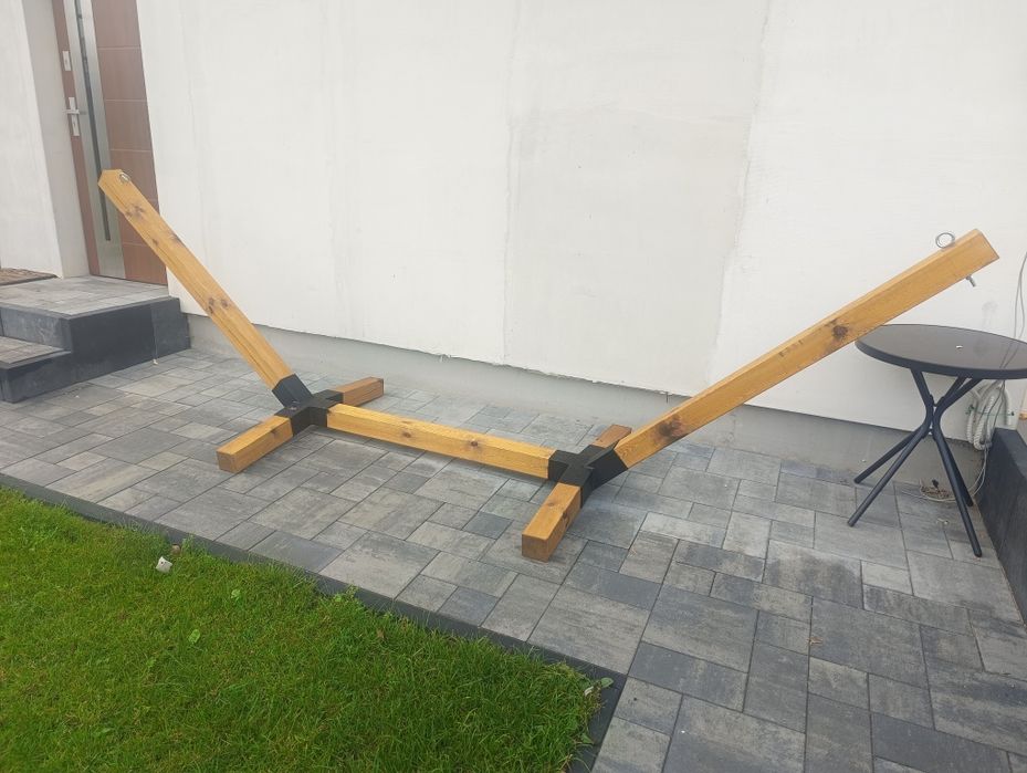Hamak drewniany stelaż + hamak porządny najgrubszy 100x100mm malowany