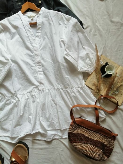 Белое платье H&m  пышные рукава