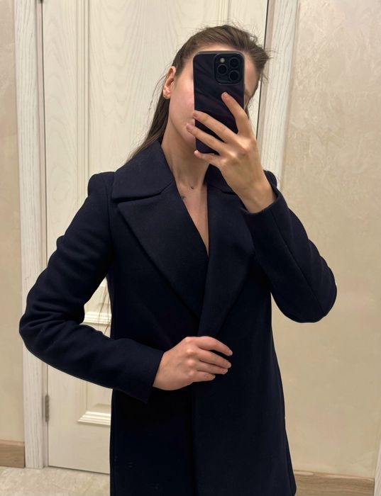 Пальто Massimo Dutti синього кольору