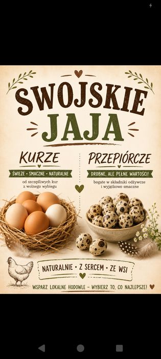 Swojskie jajka kurze oraz przepiórcze